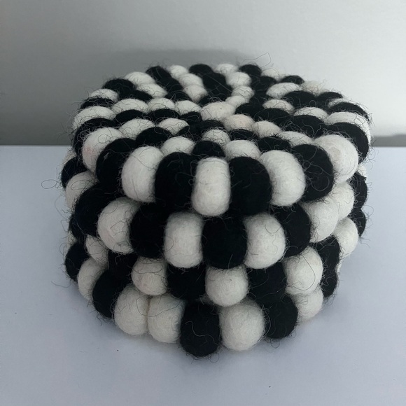 Other - Set of 4 Black & White Wool Coasters